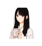 黒髪のあの子。アレンジ自在スタンプ（個別スタンプ：18）