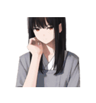 黒髪のあの子。アレンジ自在スタンプ（個別スタンプ：21）