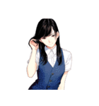 黒髪のあの子。アレンジ自在スタンプ（個別スタンプ：38）