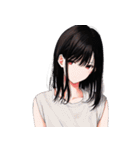 黒髪のあの子。アレンジ自在スタンプ（個別スタンプ：40）