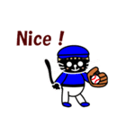 【動く】おかっぱ猫野球団(英語版)（個別スタンプ：2）