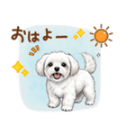 毎日使える！表情ゆたかマルチーズ（個別スタンプ：1）