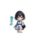おすまし黒髪ガール（個別スタンプ：4）