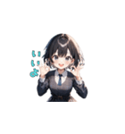 おすまし黒髪ガール（個別スタンプ：10）