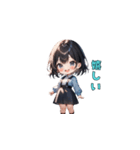 おすまし黒髪ガール（個別スタンプ：11）