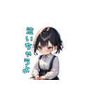 おすまし黒髪ガール（個別スタンプ：15）