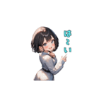 おすまし黒髪ガール（個別スタンプ：21）