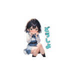 おすまし黒髪ガール（個別スタンプ：22）