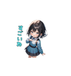 おすまし黒髪ガール（個別スタンプ：24）