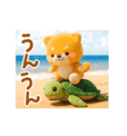 ▶動く3D❤️いやしばいぬ❤️夏と海/柴犬（個別スタンプ：8）