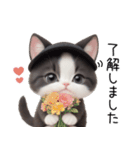 可愛いハチワレ猫 状況伝える思いやり 敬語（個別スタンプ：4）