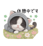 可愛いハチワレ猫 状況伝える思いやり 敬語（個別スタンプ：22）
