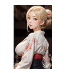 金髪の着物の女の子の写真（個別スタンプ：2）