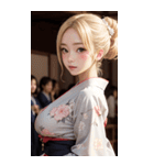 金髪の着物の女の子の写真（個別スタンプ：4）