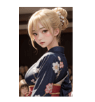 金髪の着物の女の子の写真（個別スタンプ：6）