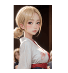 金髪の着物の女の子の写真（個別スタンプ：7）