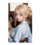 金髪の着物の女の子の写真（個別スタンプ：8）