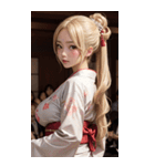 金髪の着物の女の子の写真（個別スタンプ：10）