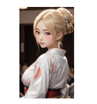 金髪の着物の女の子の写真（個別スタンプ：12）