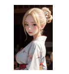 金髪の着物の女の子の写真（個別スタンプ：15）