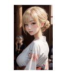 金髪の着物の女の子の写真（個別スタンプ：16）