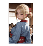 金髪の着物の女の子の写真（個別スタンプ：17）