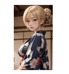 金髪の着物の女の子の写真（個別スタンプ：18）