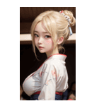 金髪の着物の女の子の写真（個別スタンプ：20）