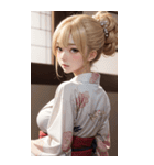 金髪の着物の女の子の写真（個別スタンプ：23）