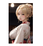 金髪の着物の女の子の写真（個別スタンプ：24）