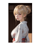 金髪の着物の女の子の写真（個別スタンプ：25）