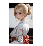 金髪の着物の女の子の写真（個別スタンプ：26）