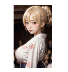 金髪の着物の女の子の写真（個別スタンプ：27）