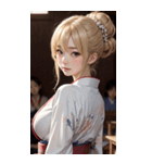 金髪の着物の女の子の写真（個別スタンプ：28）