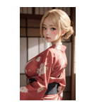 金髪の着物の女の子の写真（個別スタンプ：29）