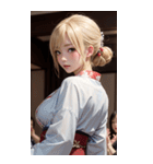 金髪の着物の女の子の写真（個別スタンプ：30）
