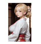 金髪の着物の女の子の写真（個別スタンプ：31）