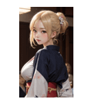 金髪の着物の女の子の写真（個別スタンプ：32）