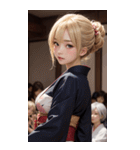 金髪の着物の女の子の写真（個別スタンプ：33）