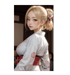 金髪の着物の女の子の写真（個別スタンプ：34）