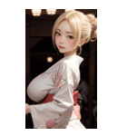 金髪の着物の女の子の写真（個別スタンプ：36）