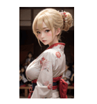 金髪の着物の女の子の写真（個別スタンプ：38）