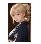 金髪の着物の女の子の写真（個別スタンプ：40）