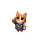 【敬礼猫④】（個別スタンプ：1）