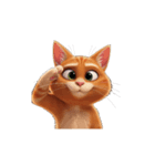 【敬礼猫⑥】（個別スタンプ：3）