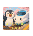 ペンギンと電車のコラボです！（個別スタンプ：4）