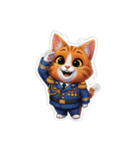 【敬礼猫③】（個別スタンプ：1）