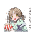 ゆるパーカーちゃんの映画ナイト（個別スタンプ：4）