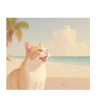 ねこなで(夏を感じるサマーなスタンプ)（個別スタンプ：1）