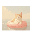 ねこなで(夏を感じるサマーなスタンプ)（個別スタンプ：2）